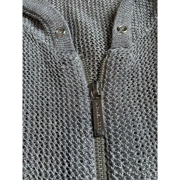 Womens‎ Michael Michael Kors open knit metallic full zip jacket grey size M - Picture 7 of 11